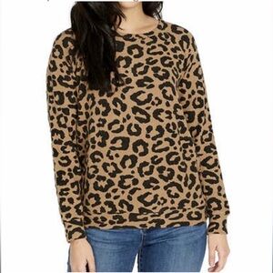 Buffalo David‎ Bitton Leopard Print Cozy Pullover Sweater Cheetah Gold XS